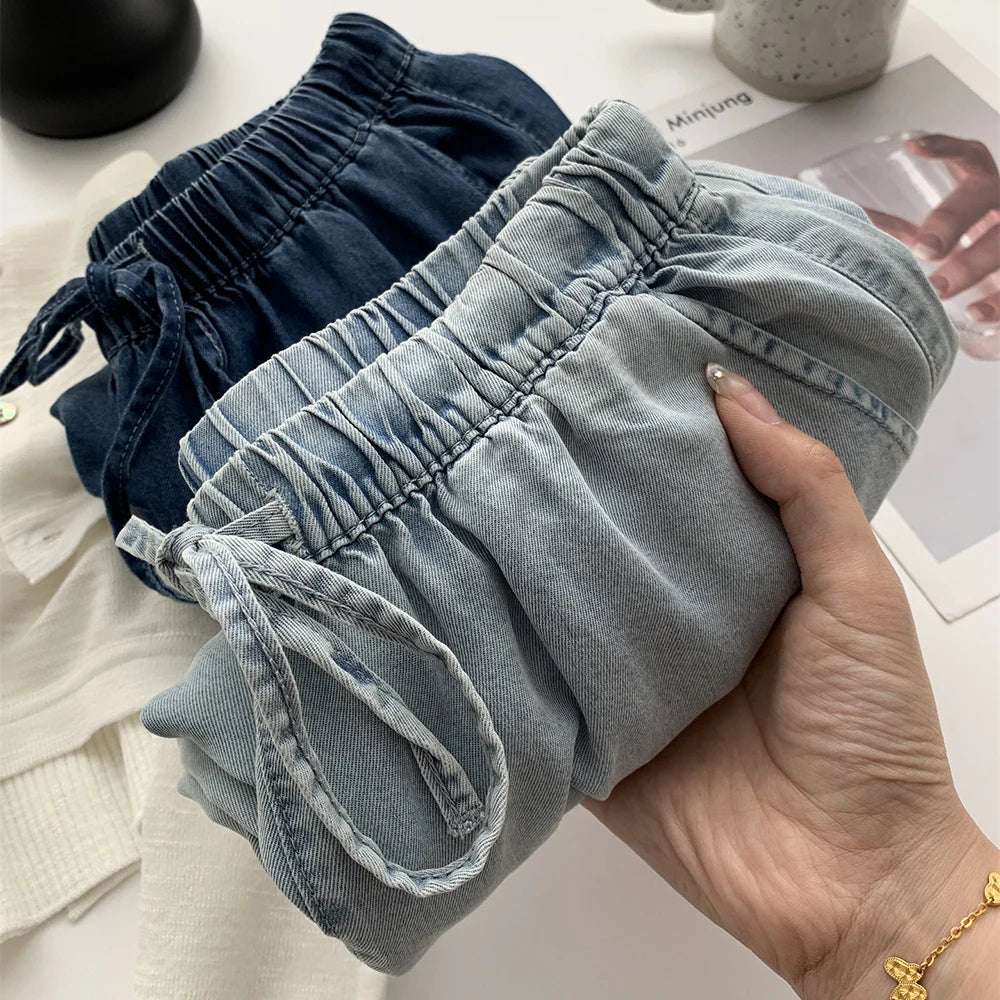 Thin Ice Silk Denim Pants for Women