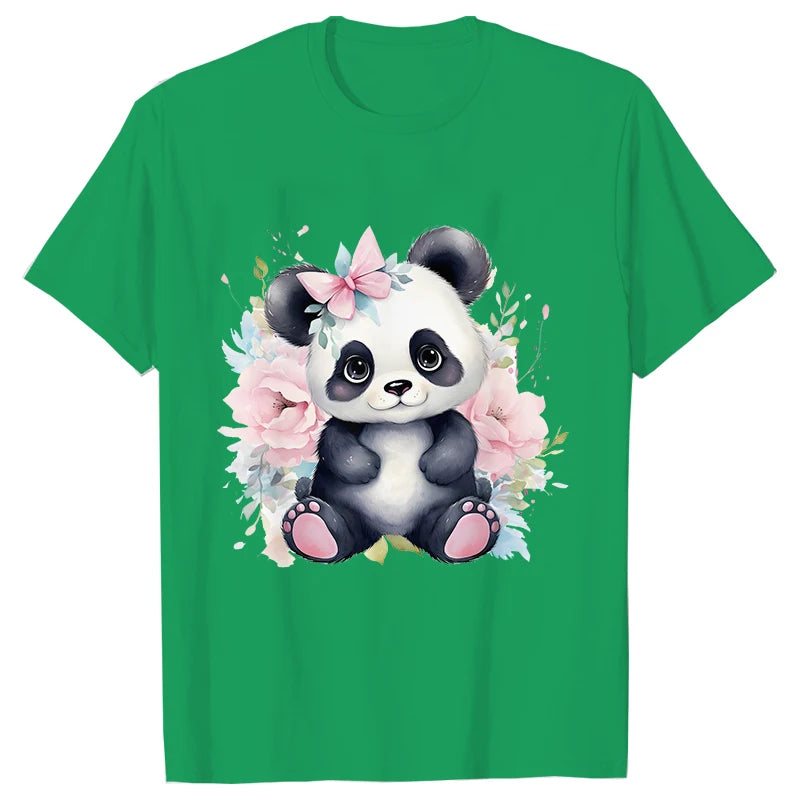 Cute Panda Printed T-Shirt