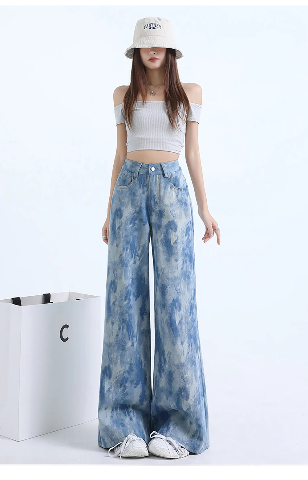 Light Blue Tie-Dye Print Jeans