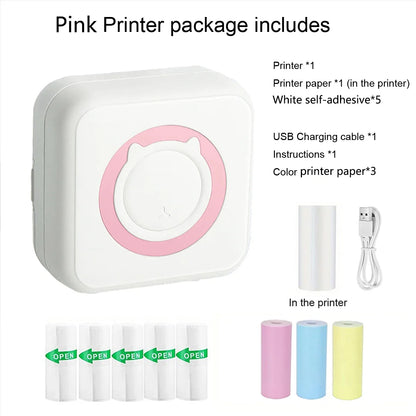 Mini Bluetooth Sticker Printer – Portable Inkless Pocket Printer for Photos, Journals & Notes
