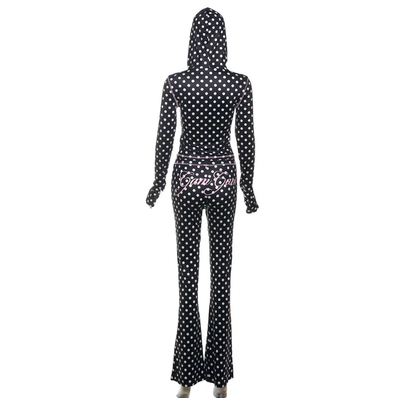 Polka Dot Letter Print 2 Piece Set
