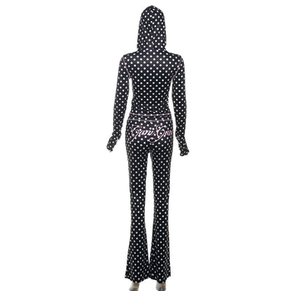 Polka Dot Letter Print 2 Piece Set