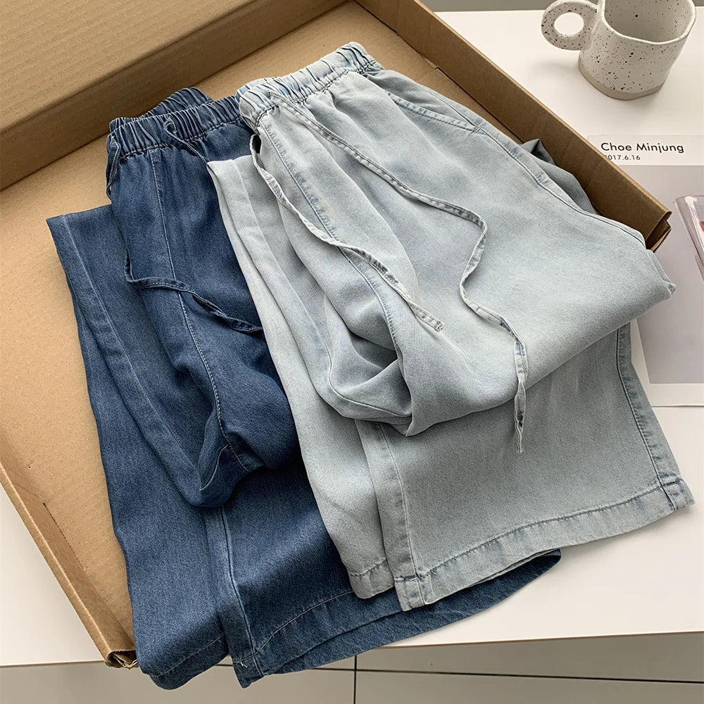 Thin Ice Silk Denim Pants for Women