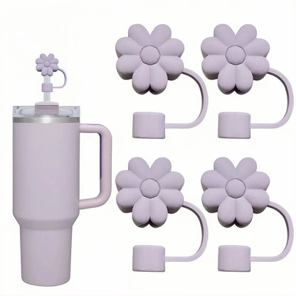 13pcs accessories for Stanley 40oz thermos cup, flower straw covers, 10mm straws, silicone cup sleeves and cleaning brushes.