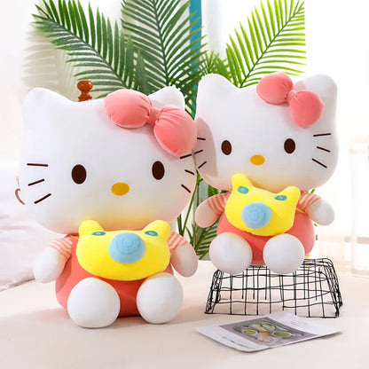 35cm Saniro Hello Kitty Plush Camera KT Cat Doll Cute Cat Kitty Toys Children's Gift Girl Sofy Stuffed Animal Pillow Toys Gifts