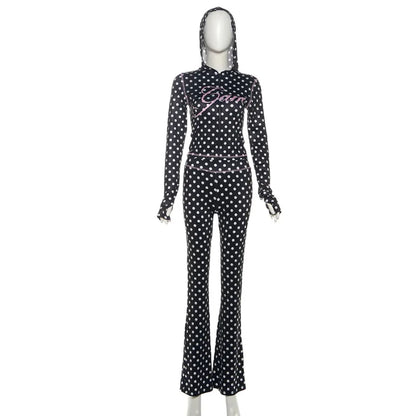 Polka Dot Letter Print 2 Piece Set