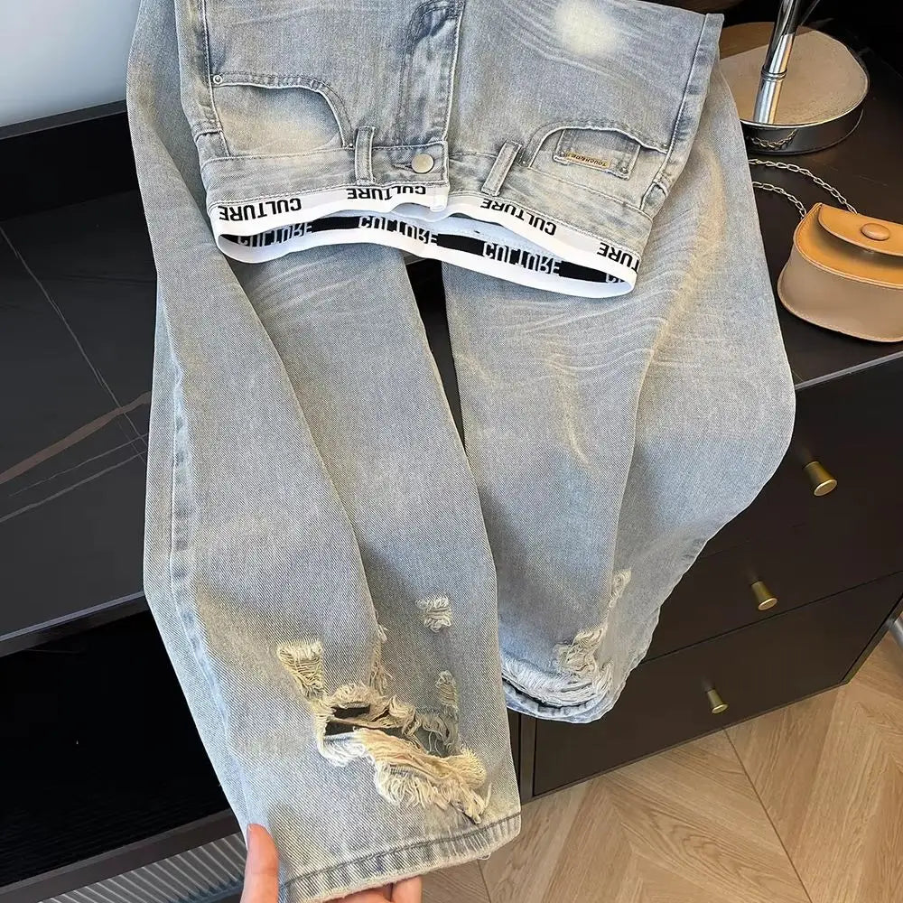 Vintage Ripped Patchwork Jeans
