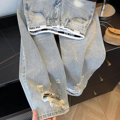 Vintage Ripped Patchwork Jeans