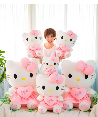 24-55cm Sanrio Hello Kitty Cat Plush Toys Cartoon KT Cat Plushie Doll Soft Stuffed Anime Pillow Birthday Gifts For Kids Girls