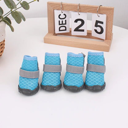 4pcs Breathable Dog & Cat Shoes – Anti-Slip, Year-Round Pet Paw Protectors