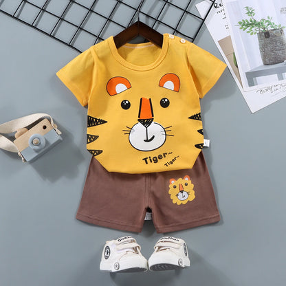 2PCS 100% Cotton Summer T-Shirt and Shorts Set for Toddlers