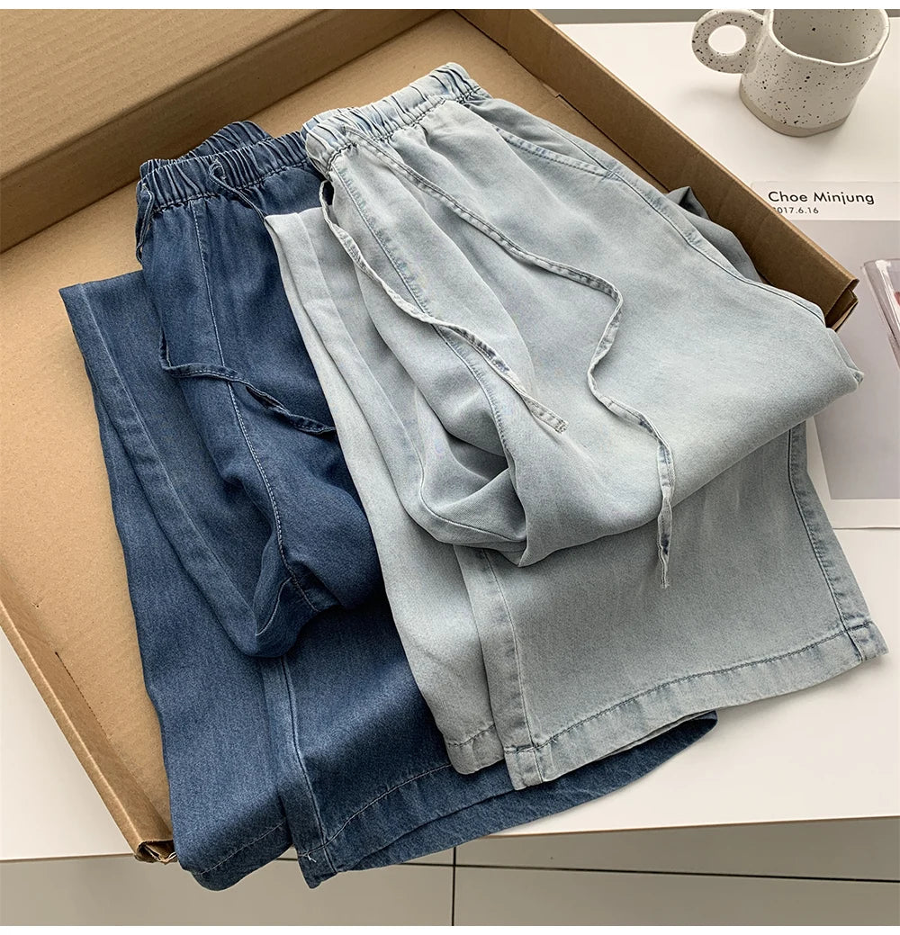 Thin Ice Silk Denim Pants for Women