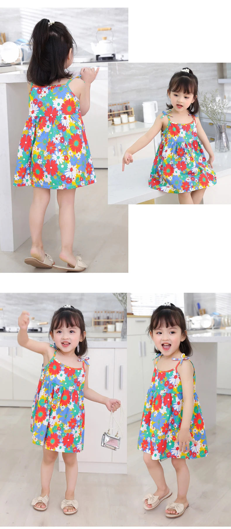 Summer Princess Floral Cotton Dress – Sleeveless Casual Dress for Girls