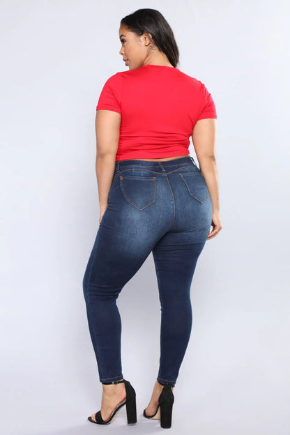 Women's plus size high waist jeans  L-5XL