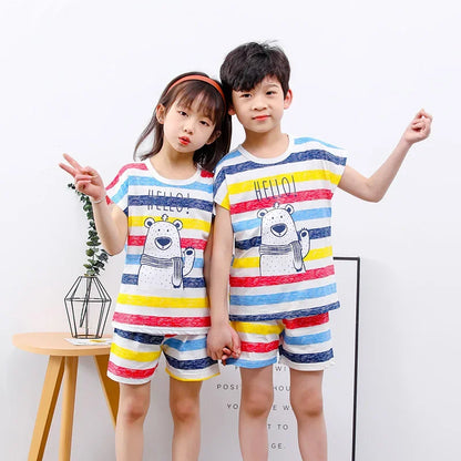 2PCS 100% Cotton Summer T-Shirt and Shorts Set for Toddlers