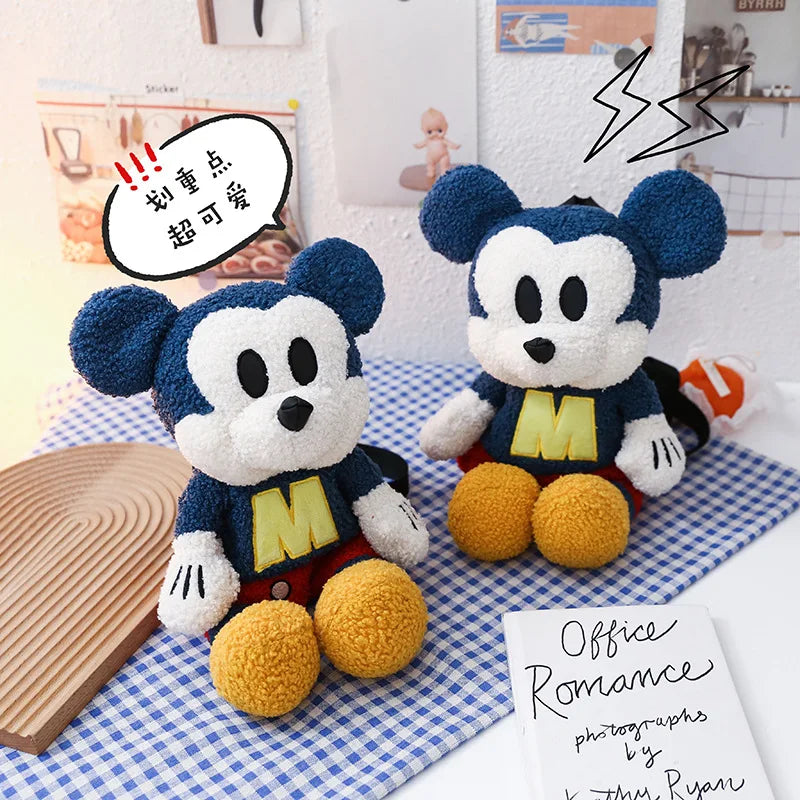 25cm Fashion Cartoon Backpack Mickey Mouse Plush Toy Bag Super Soft Toy Bag Student Bag Holiday Gift