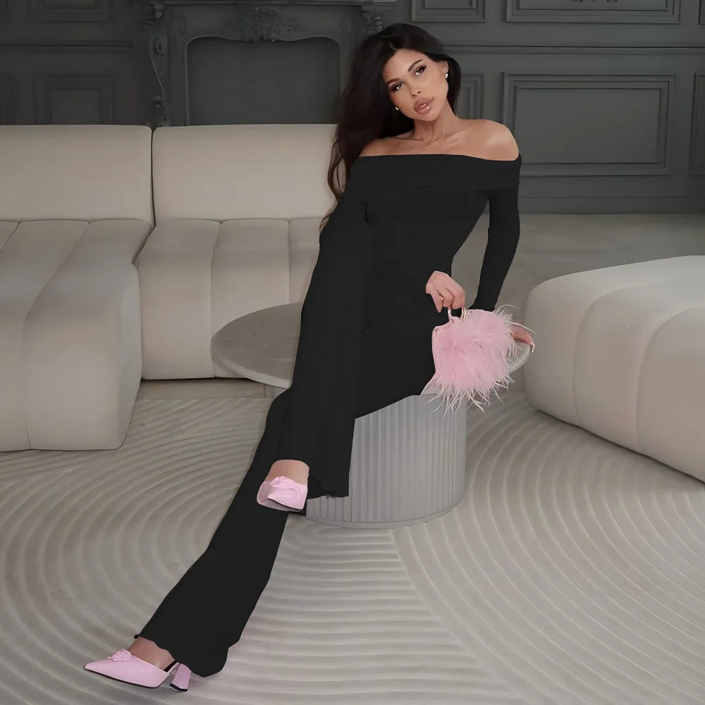 Fold Over Flare Pants 2 Piece Set