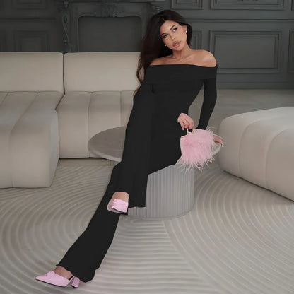 Fold Over Flare Pants 2 Piece Set