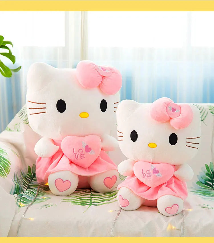 24-55cm Sanrio Hello Kitty Cat Plush Toys Cartoon KT Cat Plushie Doll Soft Stuffed Anime Pillow Birthday Gifts For Kids Girls