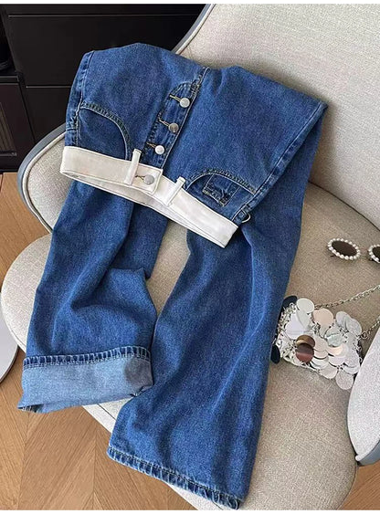 Oversized Women Blue Denim Pants