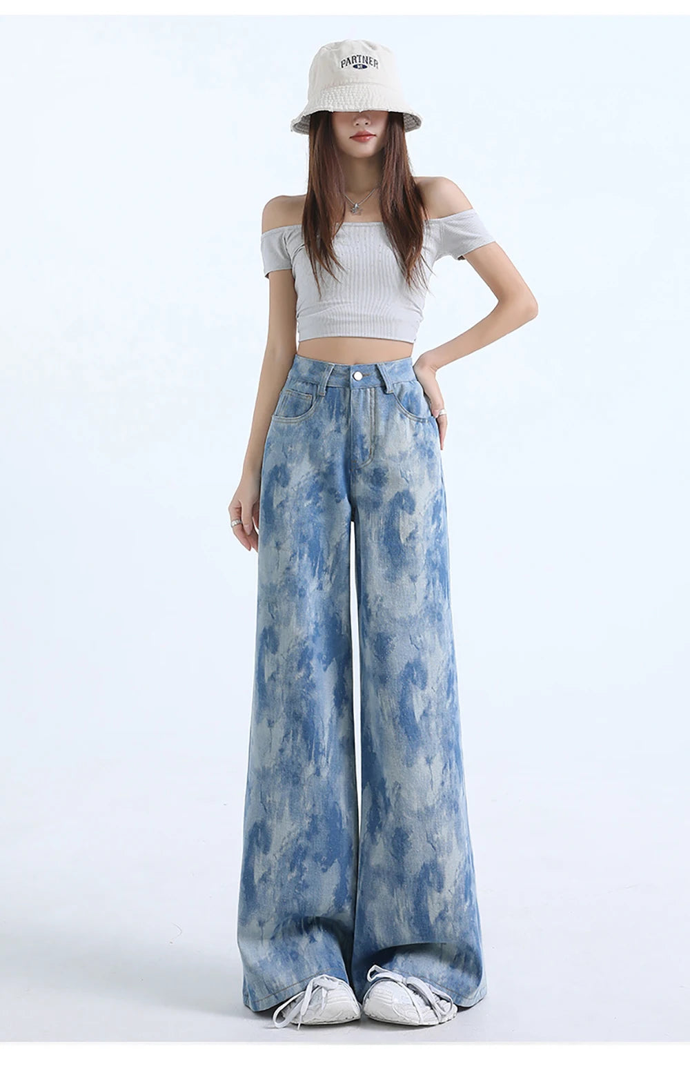 Light Blue Tie-Dye Print Jeans