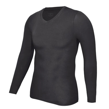 Mens Body Shaper V-Neck Long Sleeve Compression Shirt Slimming Undershirt Workout Abs Abdomen Tummy Control Shapewear Tank Tops