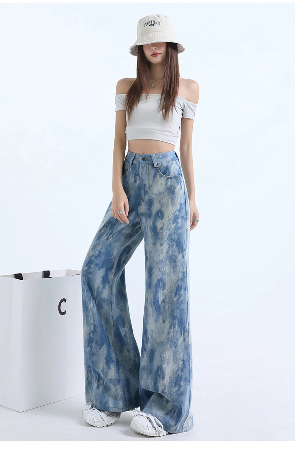 Light Blue Tie-Dye Print Jeans
