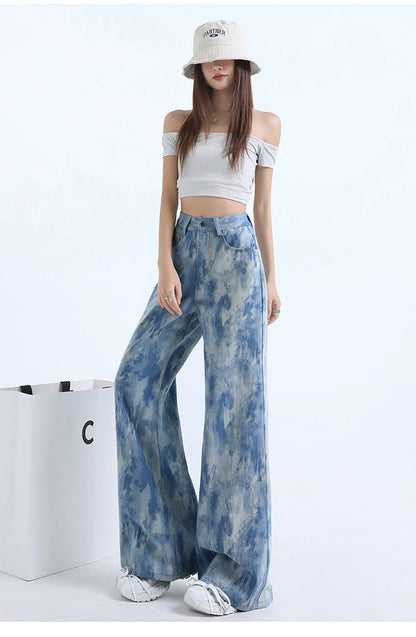 Light Blue Tie-Dye Print Jeans