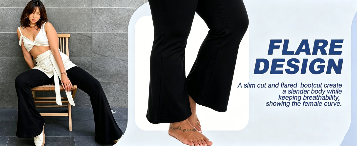 Plus Size Cross Waist Flare Leggings