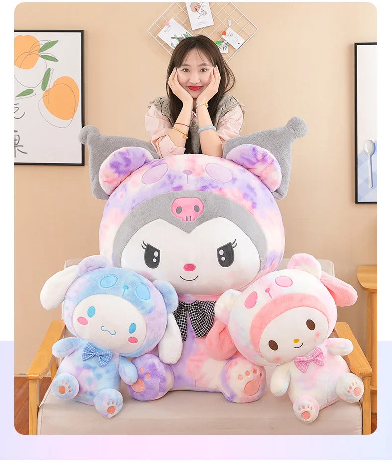 Giant Sanrio Kulomi Plushies Stuffed Animal Doll Cute Cinnamoroll Throw Pillow Melody Plush Toys Girl's Birthday Cinnamorol Gift