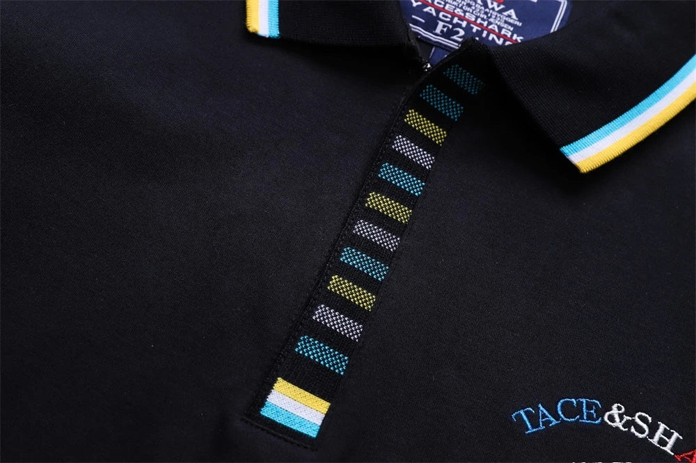 Men‘s Embroidery Solid Color Long Sleeve Polo Shirt