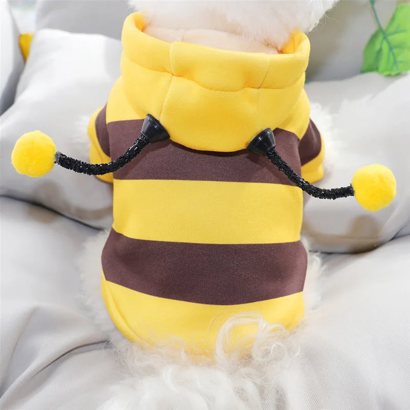 Bee Pet Puppy Coat – Fleece Hoodie Outfit for Small Dogs