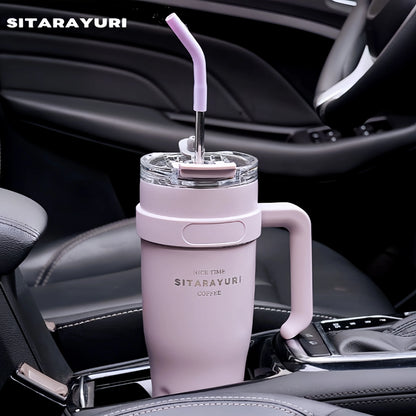 304 Stainless Steel Auto Cup Double Layer Vacuum Large Capacity Bingba Cup Outdoor Portable Thermos Cup with Handle Sports Cup