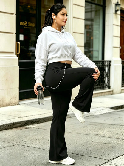 Plus Size Cross Waist Flare Leggings