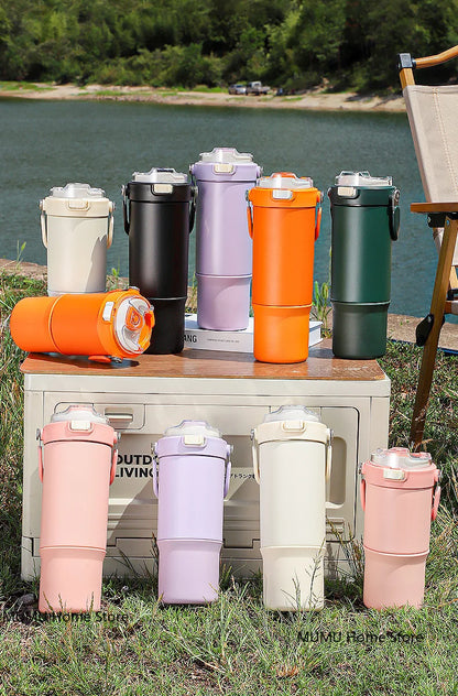 770/900ML Car Coffee Cup Outdoor Sport Insulated Cup Thermos Water Bottle Tumbler Vacuum Flasks Keeps Cold and Heat Thermal Mug