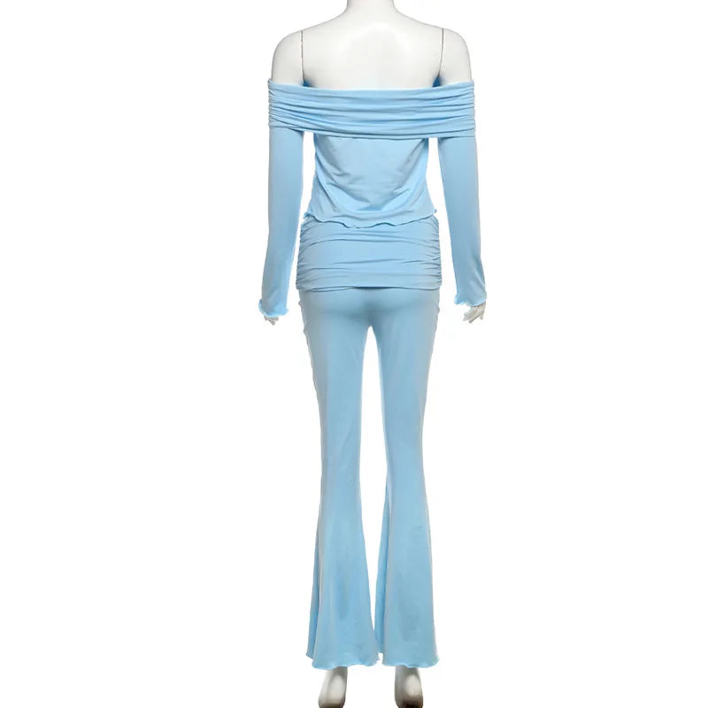Fold Over Flare Pants 2 Piece Set
