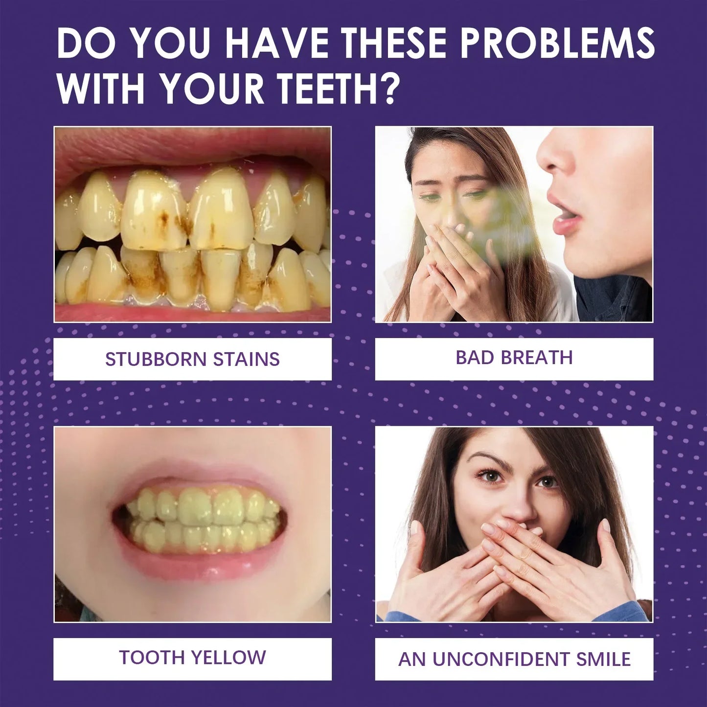 V34 Purple Whitening Toothpaste – Color Correcting Enzyme Mousse for Stains & Yellow Teeth (50g)