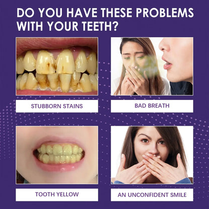 V34 Purple Whitening Toothpaste – Color Correcting Enzyme Mousse for Stains & Yellow Teeth (50g)