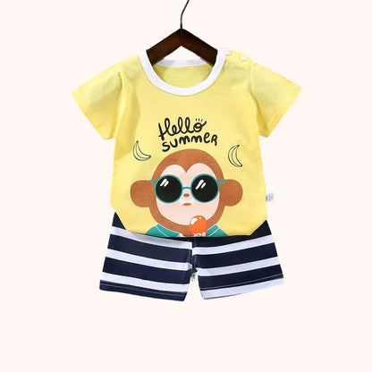 2PCS Cotton Summer T-Shirt and Shorts Set for Toddlers