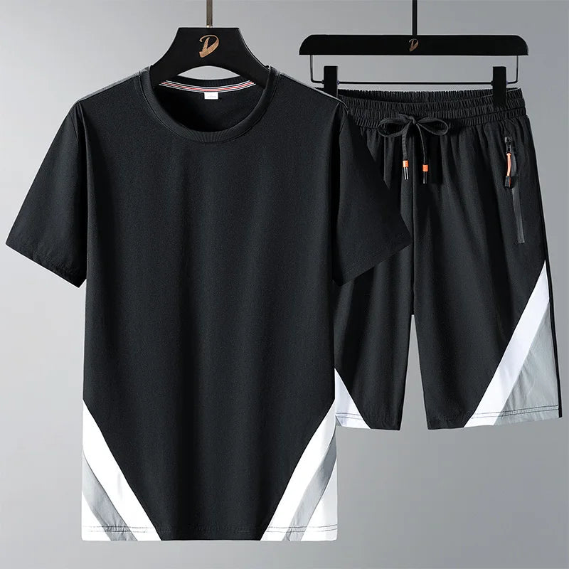 Men T Shirt Suit Shorts Tshirt Set