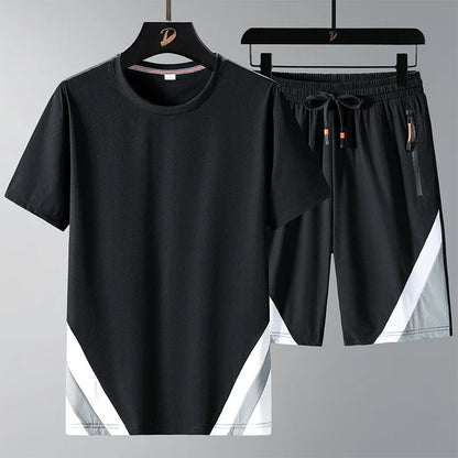Men T Shirt Suit Shorts Tshirt Set