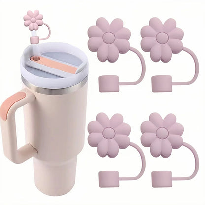 13pcs accessories for Stanley 40oz thermos cup, flower straw covers, 10mm straws, silicone cup sleeves and cleaning brushes.