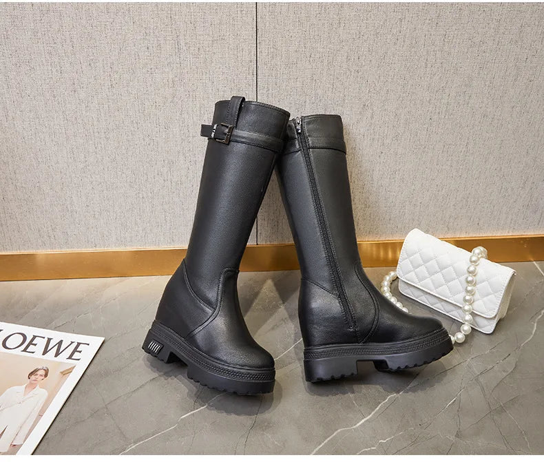 Fujin 10cm Knee High Boots for Women Motorcycle Boots