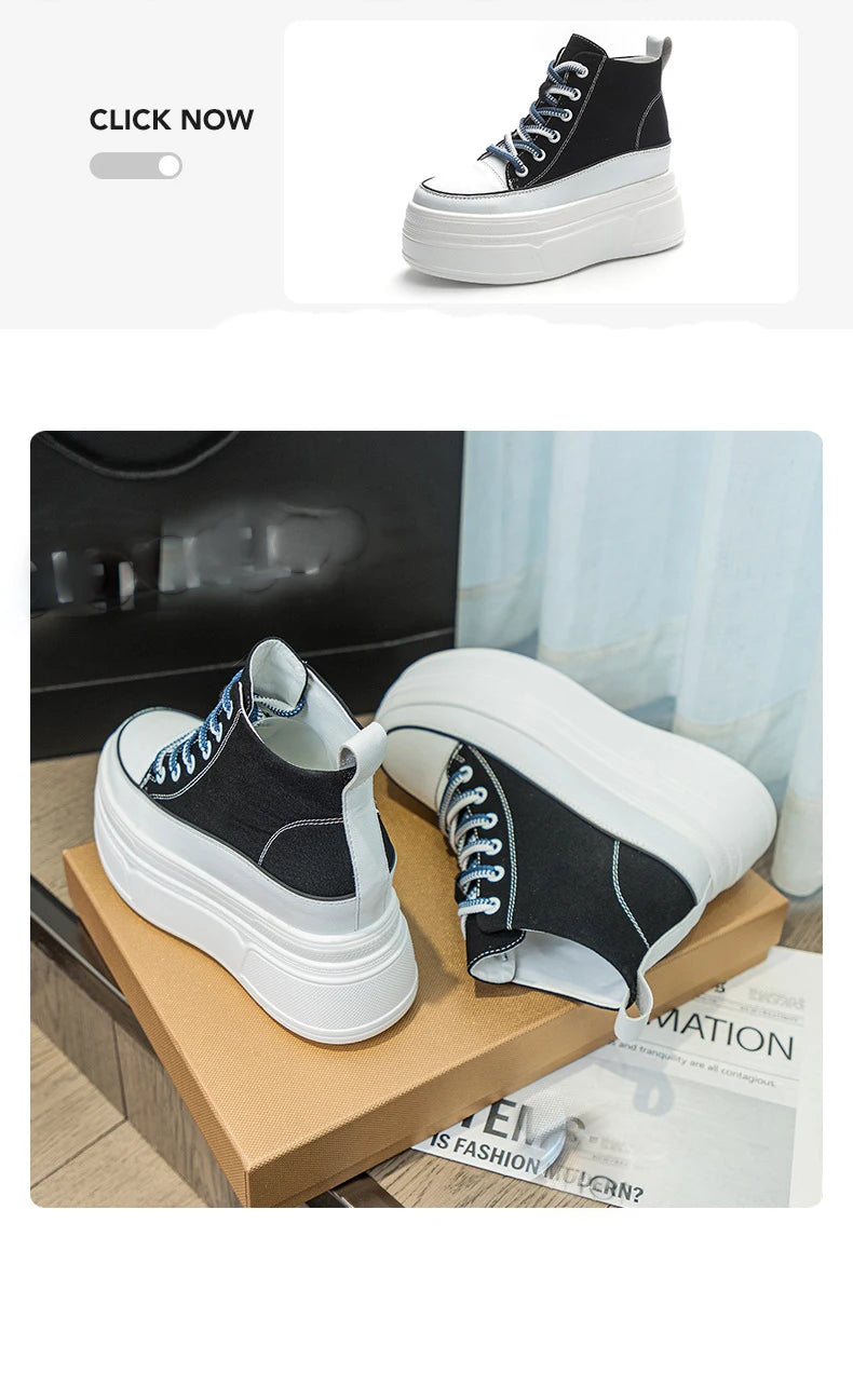 Fujin 8cm Denim Genuine Leather Shoes