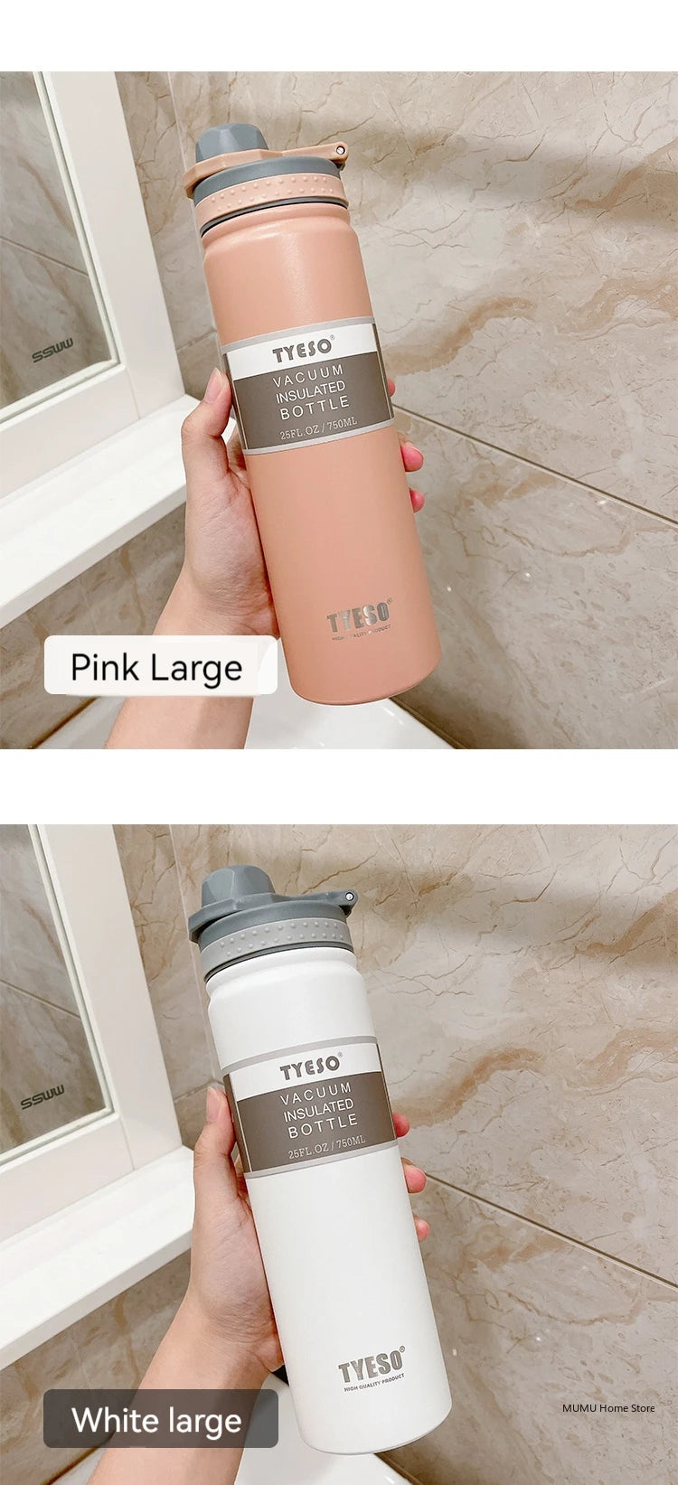 Tyeso 530/750ML Thermos Bottle Stainless Steel Vacuum Flask Travel Cup Insulated Water Bottle Sport Thermal Mug Hot & Cold Mug