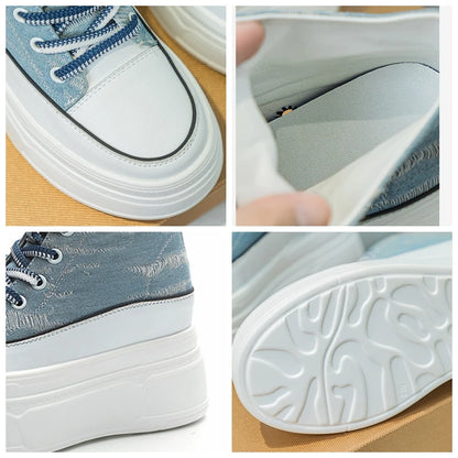 Fujin 8cm Denim Genuine Leather Shoes