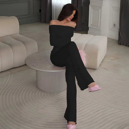 Fold Over Flare Pants 2 Piece Set