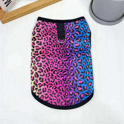 Pullover Pet Vest – Colorful Leopard Print for Small/Medium Dogs & Cats