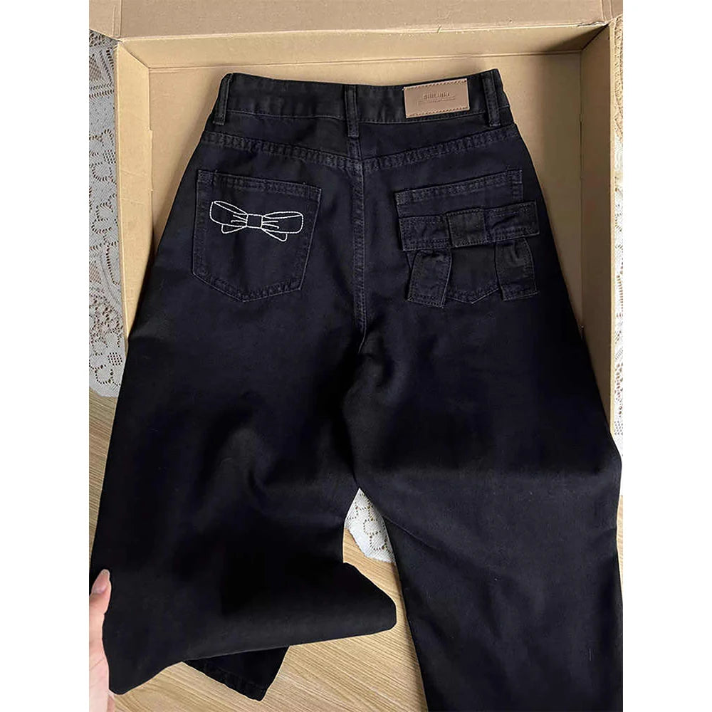 Black Straight Loose Jeans