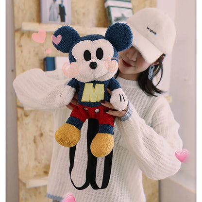 25cm Fashion Cartoon Backpack Mickey Mouse Plush Toy Bag Super Soft Toy Bag Student Bag Holiday Gift